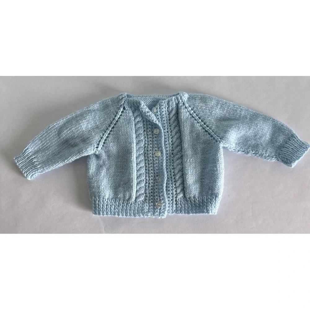 Baby Knit Sweater Handmade Blue Details baby photos 6-9 month baptism shower gif